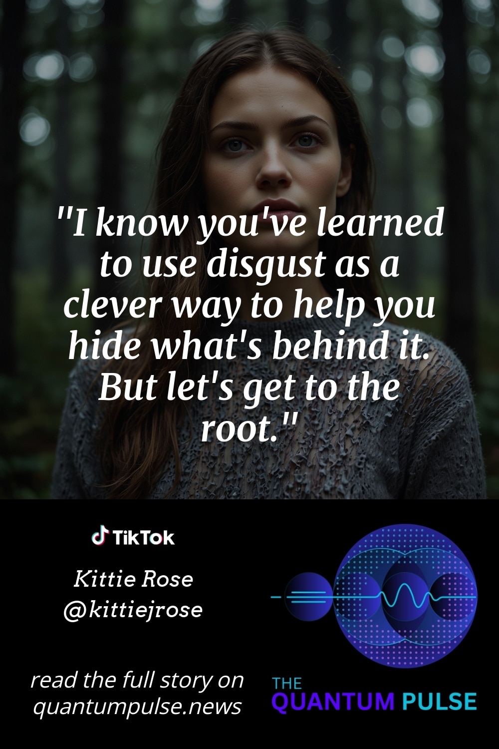 Pinterst Image I know you've learned to use disgust as a clever way to help you hide what's behind it. But let's get to the root.