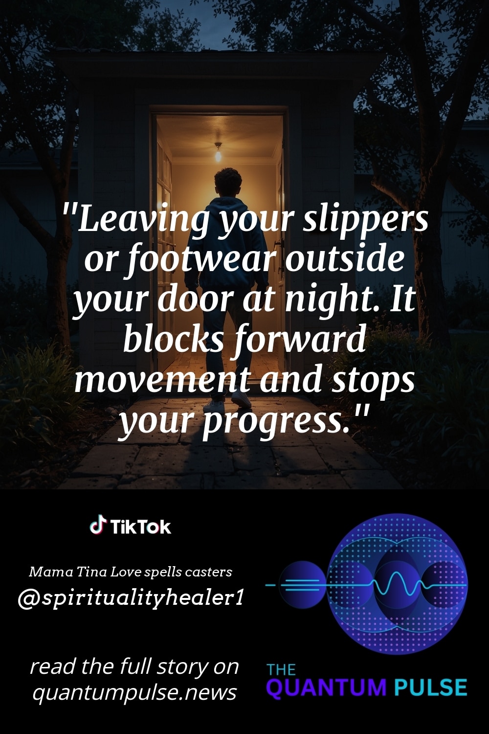 Pinterest Image Leaving your slippers or footwear outside your door at night. It blocks forward movement and stops your progress.