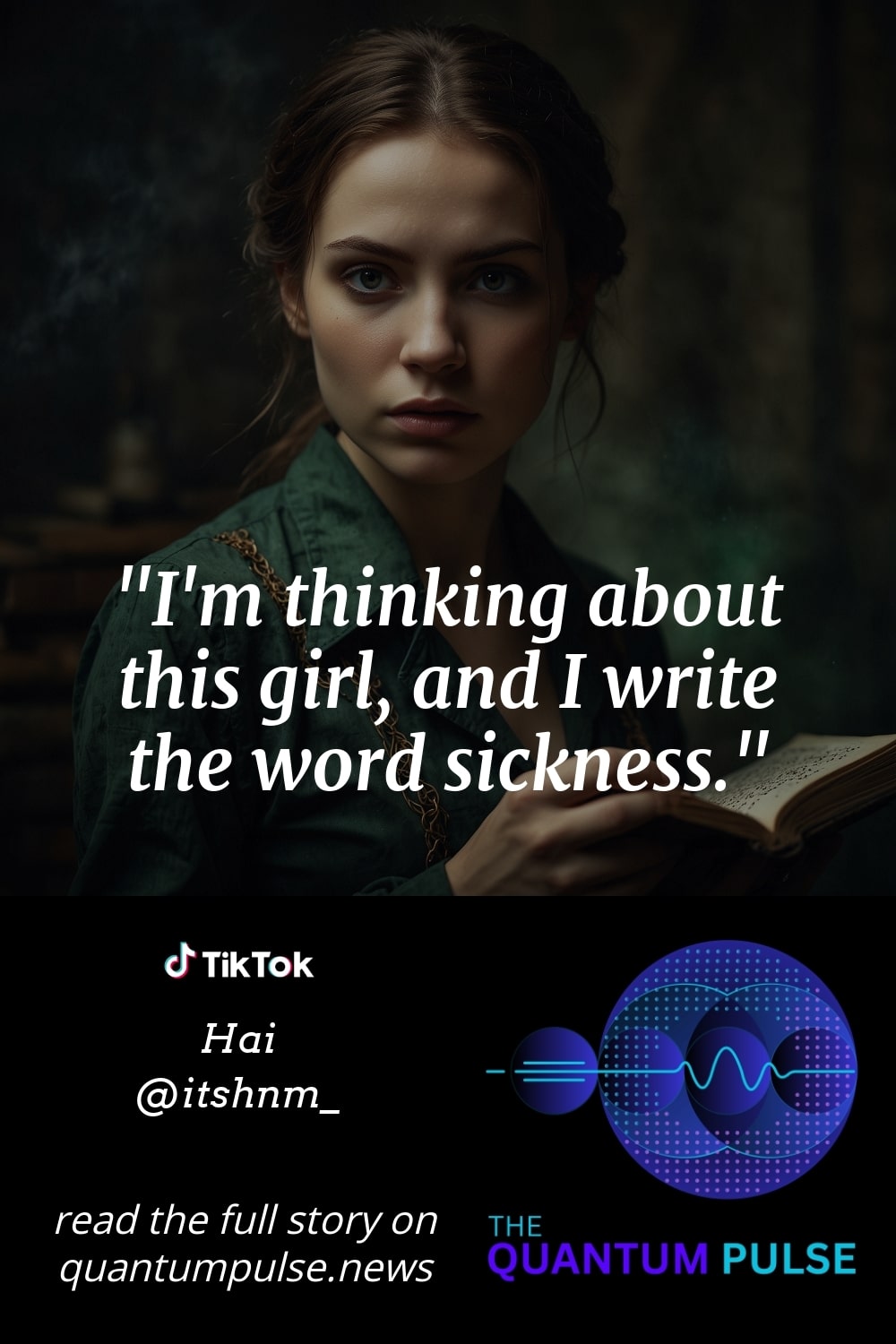 Pinterest Image I'm thinking about this girl, and I write the word sickness.