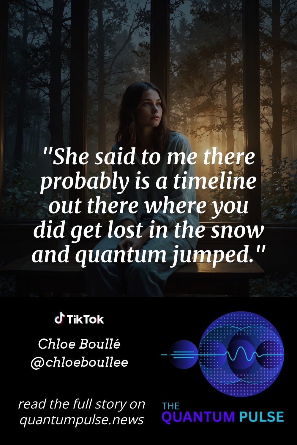 Pinterest Image She said to me there probably is a timeline out there where you did get lost in the snow and quantum jumped.