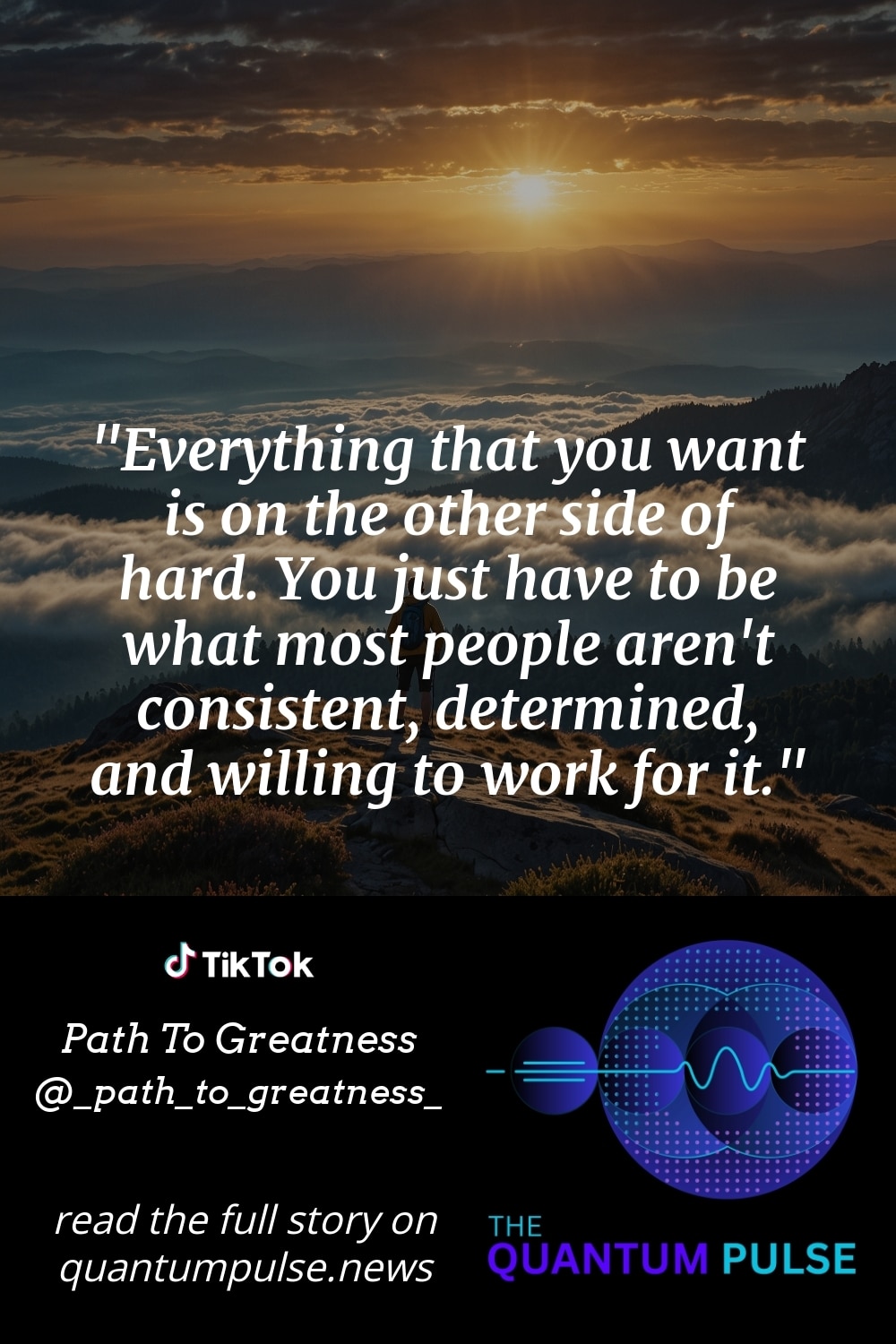 Pinterest Image Everything that you want is on the other side of hard. You just have to be what most people aren't consistent, determined, and willing to work for it.